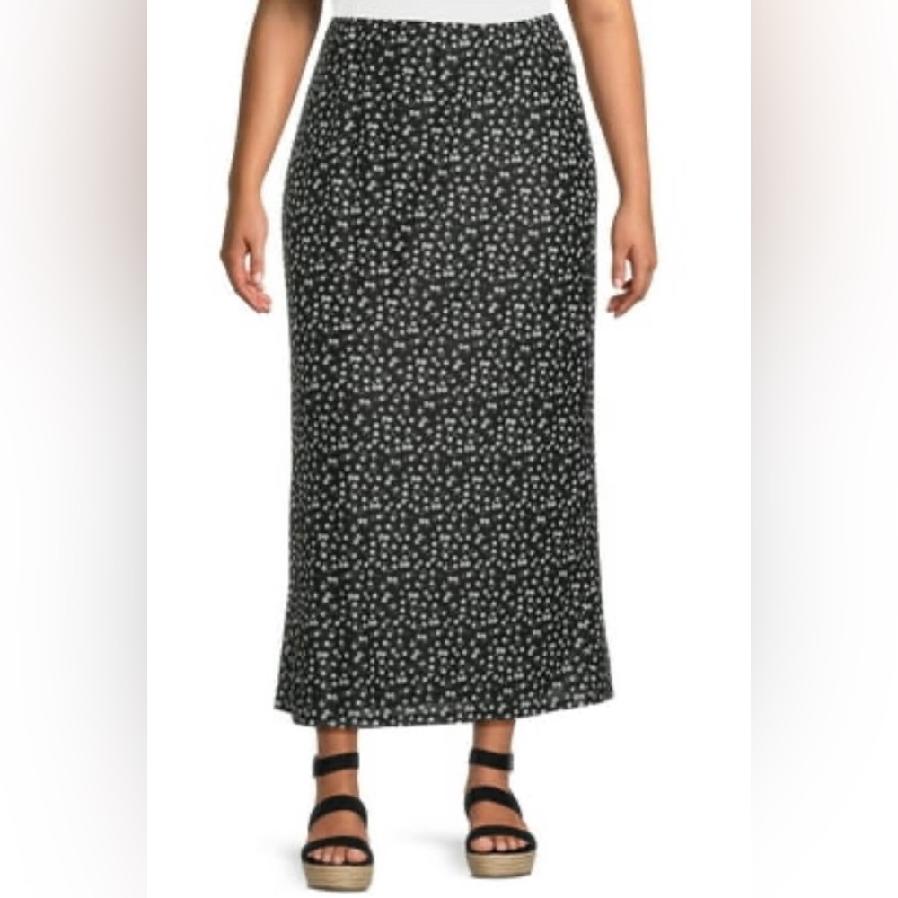 NET Black Floral Maxi Skirt
